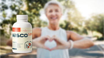 Bottle of Vasco120 with a blurred background of a person exercising outdoors