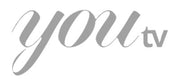 Gray 'you tv' logo on a white background